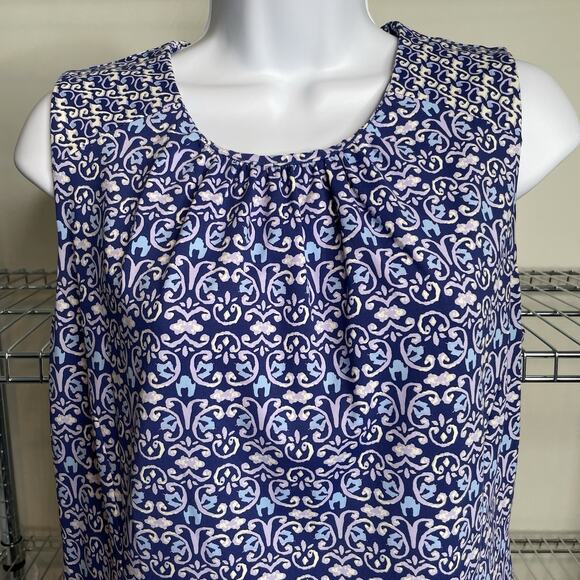 J McLaughlin‎ Purple Blue Catalina Cloth Shift Dress Size L Preppy Old Money - Picture 3 of 12